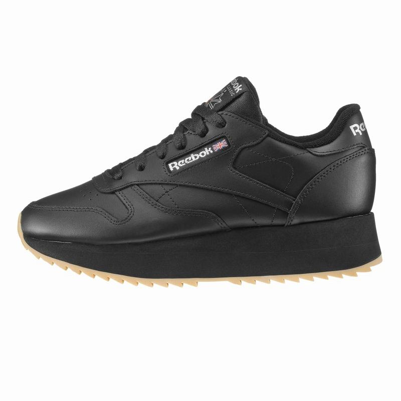 Reebok Classic Leather Double Tenisky Damske - Čierne/Strieborne PL6112WD